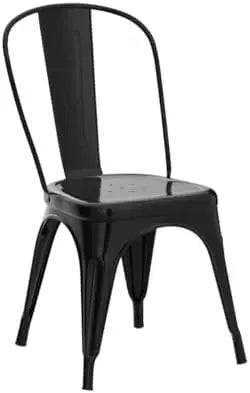 Nazhura 18″ Stackable Metal Dining Chair  Black, Farmhouse Tolix Style for Kitchen, Patio, Café (Set of 4)