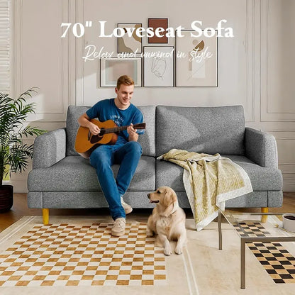 Compact Loveseat Sofa with USB-C Ports  Dark Gray Upholstered Small-Space Couch