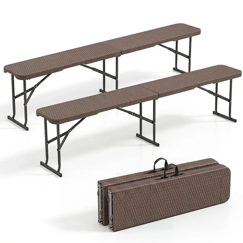 Lightweight Folding Bench  6-Foot Plastic Portable Seat with Carry Handle for Outdoor Use