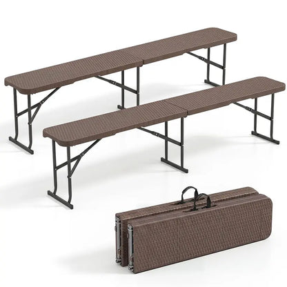 Lightweight Folding Bench  6-Foot Plastic Portable Seat with Carry Handle for Outdoor Use