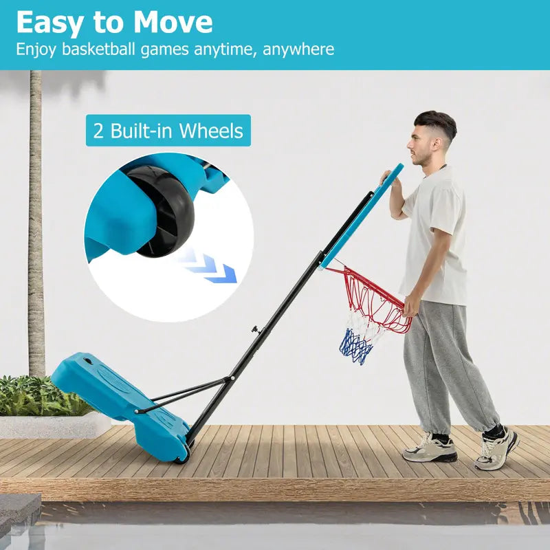 Poolside Outdoor Basketball Hoop with 3.84.4 FT Height Adjustment