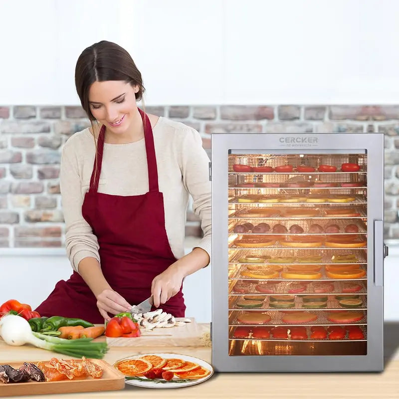 Cercker 12-Tray Food Dehydrator  Stainless Steel Racks, Precise Temperature Control for Healthy Snacks
