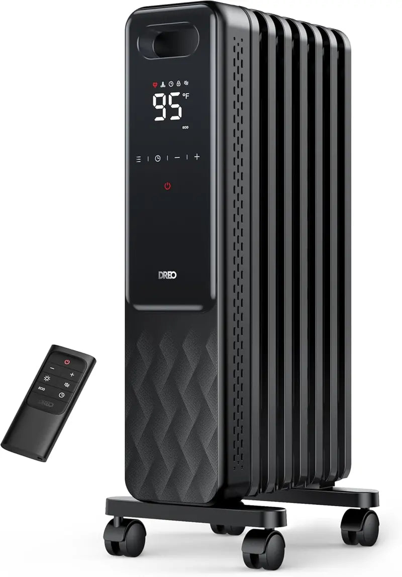 Oil-Filled Electric Radiator Heater with Digital Thermostat and Safety Auto-Shutoff