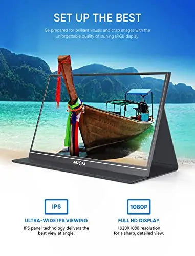 ARZOPA 15.6-Inch Portable USB-C & HDMI Monitor  FHD 1080P Display with HDR and Eye Protection