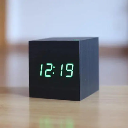 Modern Digital Wall Clock  Sleek Wooden Frame with Clear LED Display