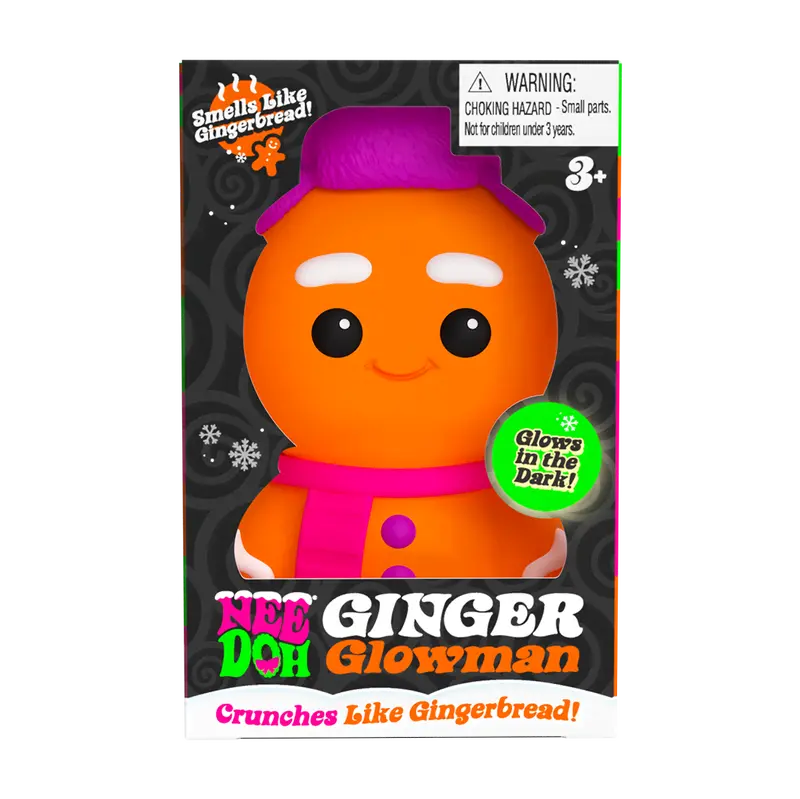 NeeDoh Ginger Glowman  Glow-in-the-Dark Gingerbread-Themed Squish Toy