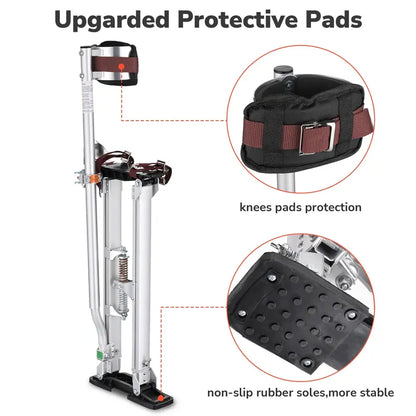 Yescom Drywall Stilts 24″-40″ Adjustable Aluminum Tool Stilt with Knee Pad Protection for Painting Painter Taping Silver
