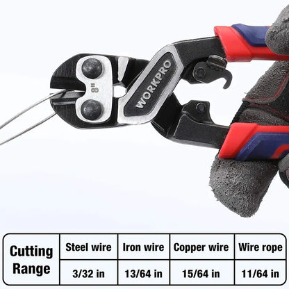 WORKPRO Mini Bolt Cutter  8-Inch Lever-Optimized Design with Integrated Security Lock