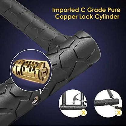 20mm Heavy Duty Bike U-Lock with 4ft Security Cable & Sturdy Bracket  Anti-Theft Combination Lock