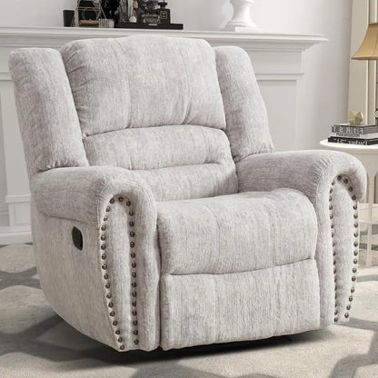 Classic Leather Manual Recliner  Traditional Single-Sofa Living Room Accent Chair