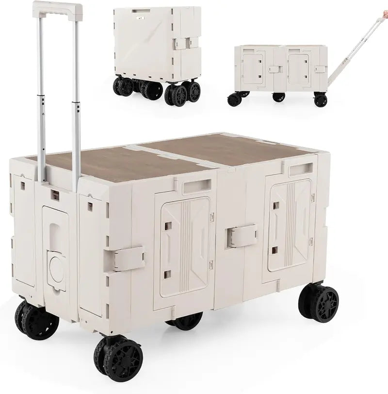 Collapsible Rolling Trolley Cart for Groceries, Camping, and Travel Use