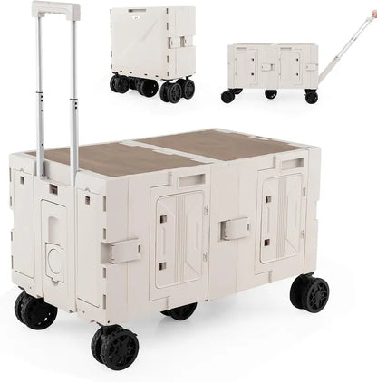 Collapsible Rolling Trolley Cart for Groceries, Camping, and Travel Use