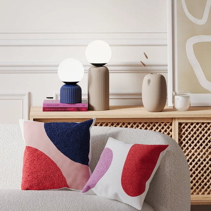 Lampe   poser en c ramique couleur cr me globe de verre Gauguin