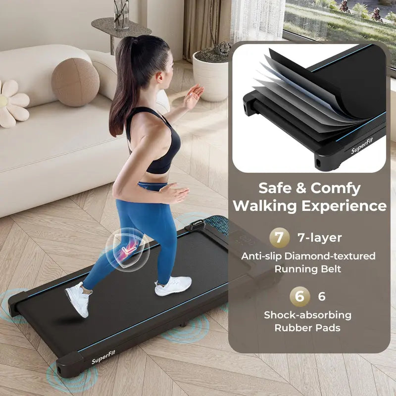 Portable Under-Desk Walking Pad  300 LB Capacity Treadmill with LED Display, Remote & App Connectivity, Compact for Home or Office