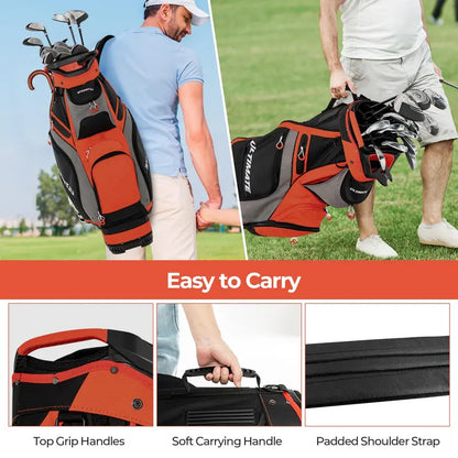 Lightweight 14-Way Golf Cart Bag with Full-Top Organizer Compartments