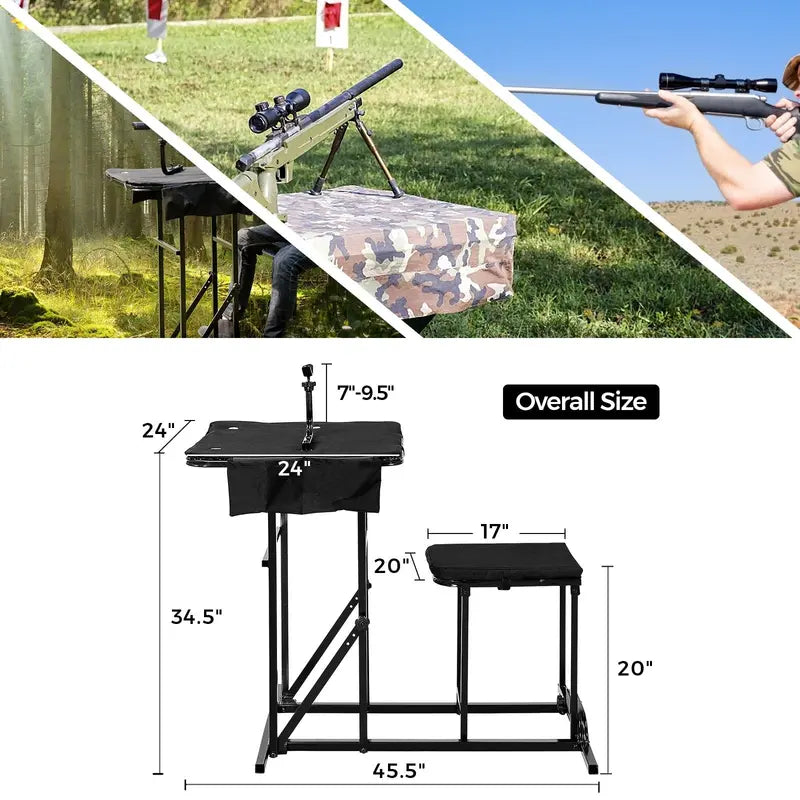 Portable Shooting Table and Seat Combo  Adjustable Field Shooting Platform