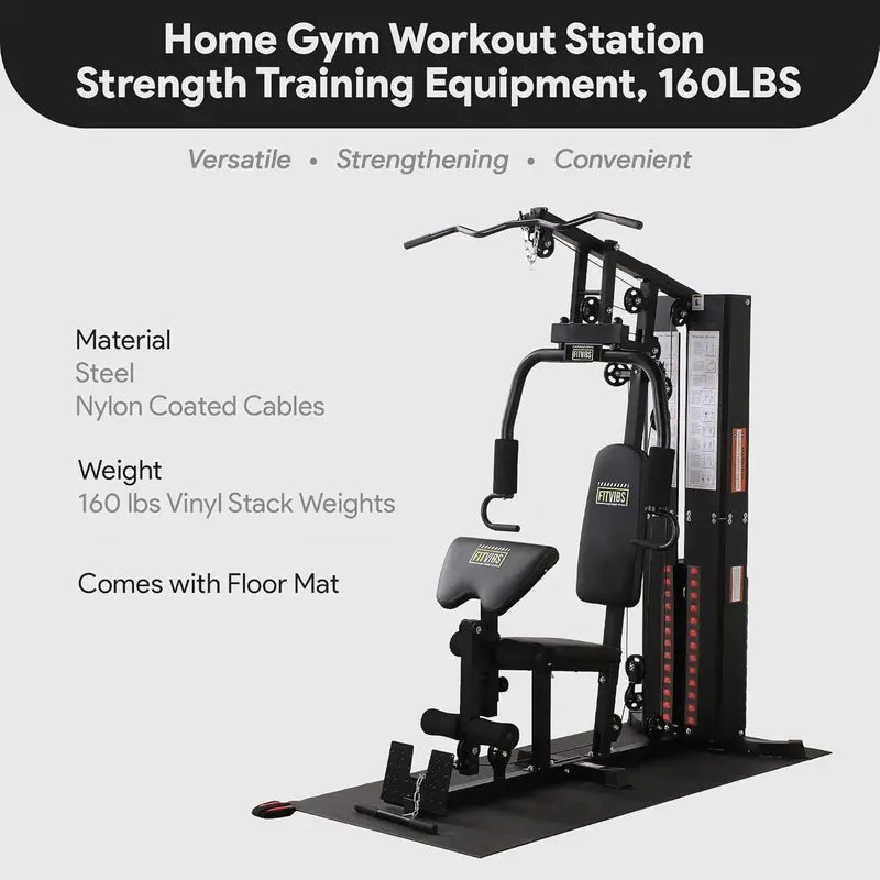 BalanceFrom Steel-Frame Home Gym Machine  Includes Floor Mat & Multi-Station Design
