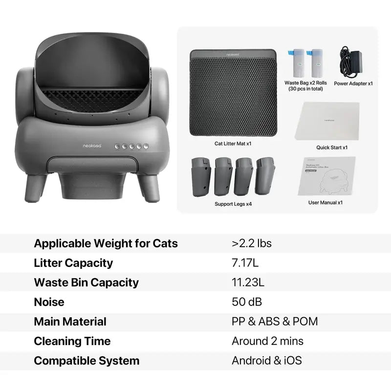 Neakasa M1 Self-Cleaning Cat Litter Box, Open-Top, Large Capacity, App-Connected, Quiet Operation