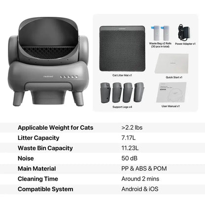 Neakasa M1 Self-Cleaning Cat Litter Box, Open-Top, Large Capacity, App-Connected, Quiet Operation