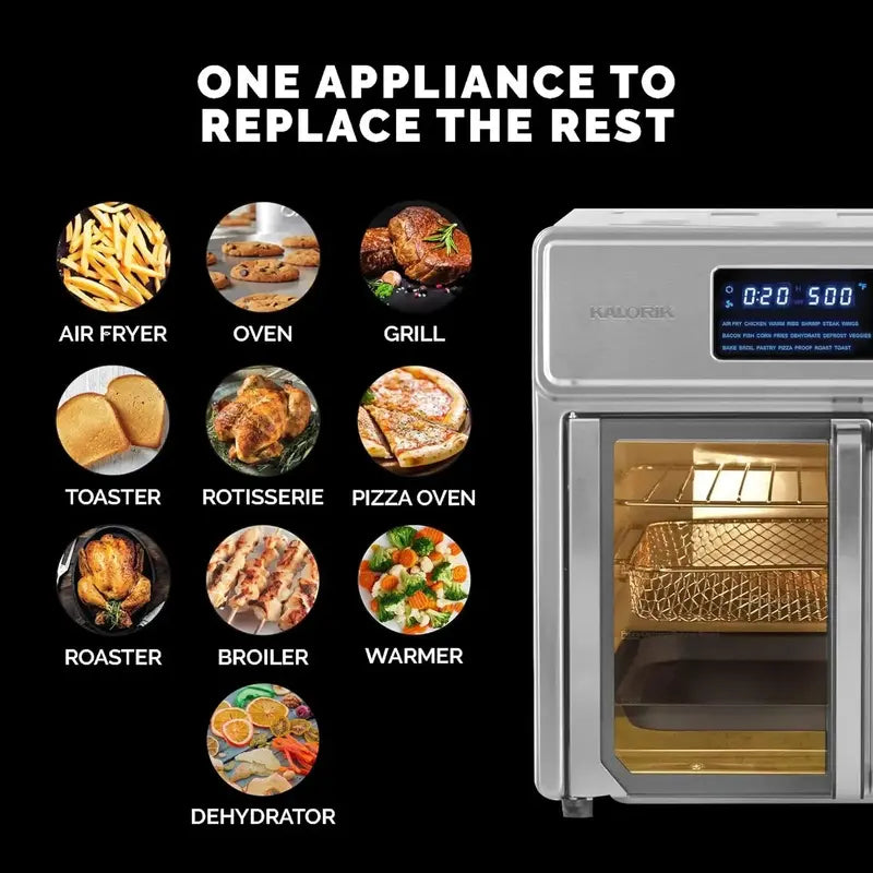 Kalorik MAXX® 26-Quart Digital Air Fryer Oven  10-in-1 Countertop Combo with 21 Presets, 500°F Max Temp, 9 Accessories & Recipe Book