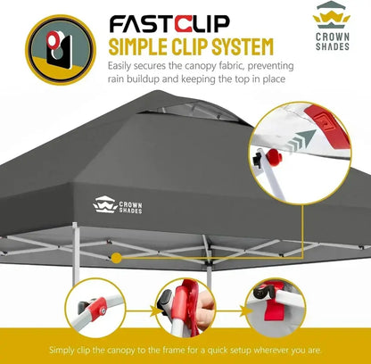 10×10 One-Click Pop-Up Awning  Silver-Coated Sunshade Canopy for Beach, Picnic & Outdoor Events