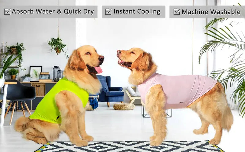 Kickred 2 Pack Dog Cooling Shirts, Ice Pet Vest Dog Clothes for Instant Cooling, Ultra Lightweight Breathable Sleeveless T-Shirts for Large Dogs Boy Girl, M