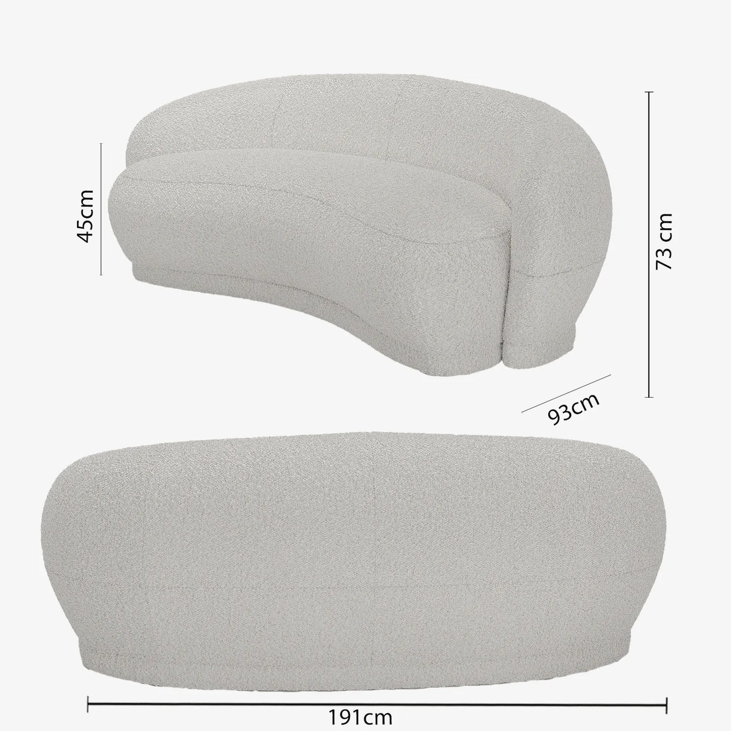 Canap  blanc tissu bouclette Bianca