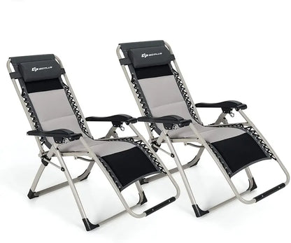 Zero Gravity Folding Recliner  High-Weight-Capacity Lounge Chair with Detachable Head Pillow