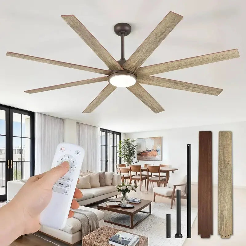 8-Blade 65-Inch Indoor/Outdoor Ceiling Fan  Quiet Operation & Wide-Area Airflow