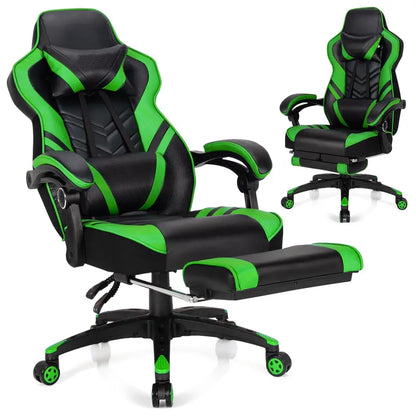 Ergonomic Gaming Chair with Built-In Footrest and Customizable Lumbar Support
