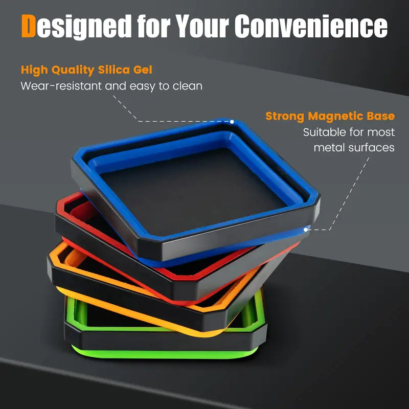 Set of 4 Collapsible Silicone Small-Parts Bowls for Organization