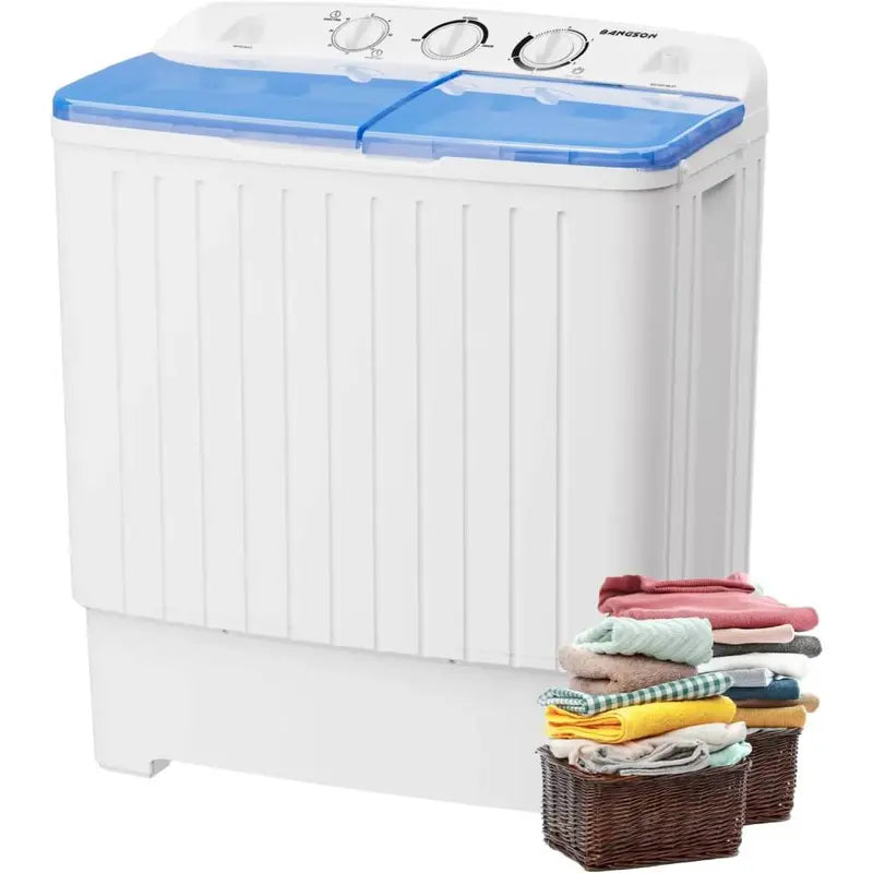 BANGSON Mini Twin Tub Washer-Dryer Combo  17.6 lb Total Capacity, Space-Efficient Laundry Unit