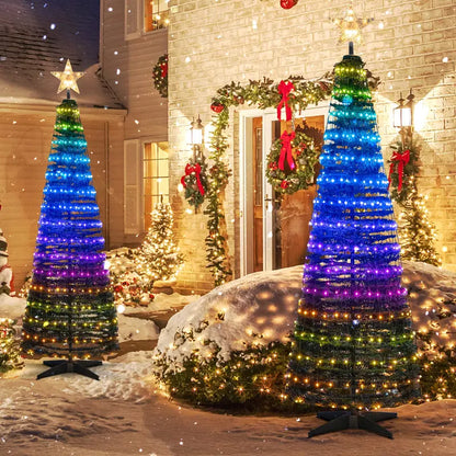 6-Foot Pop-Up Christmas Tree  Collapsible Pre-Lit Xmas Tree with 282 RGB LED Lights