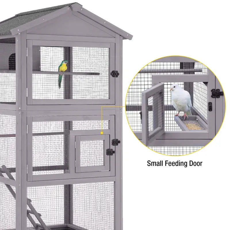 Brand Wooden Cockatiel Cage with Wheels, Removable Netting, Waterproof Roof, and Spacious Design for Outdoor Use