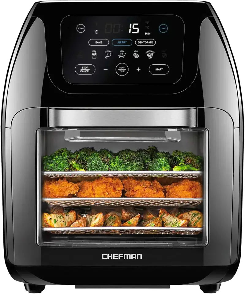 Chefman Compact 6.3-Quart Digital Air Fryer Featuring Rotisserie, Dehydrate, and Convection Functions