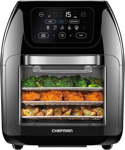 Chefman Compact 6.3-Quart Digital Air Fryer Featuring Rotisserie, Dehydrate, and Convection Functions