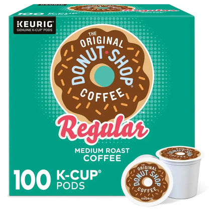 The Original Donut Shop Medium Roast Coffee Pods, 100 Count  Compatible with Keurig K-Cup Brewers, Kosher Certified