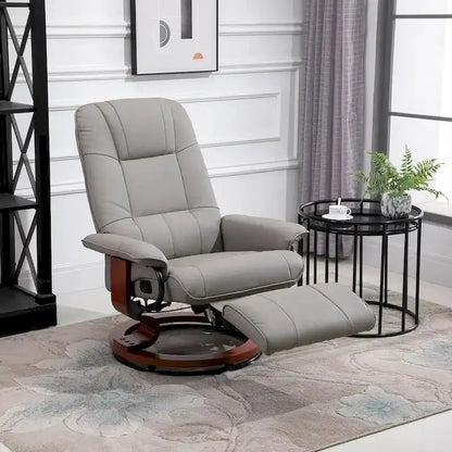 HomCom Faux Leather Manual Swivel Recliner Chair with Adjustable Footrest and Ergonomic Support