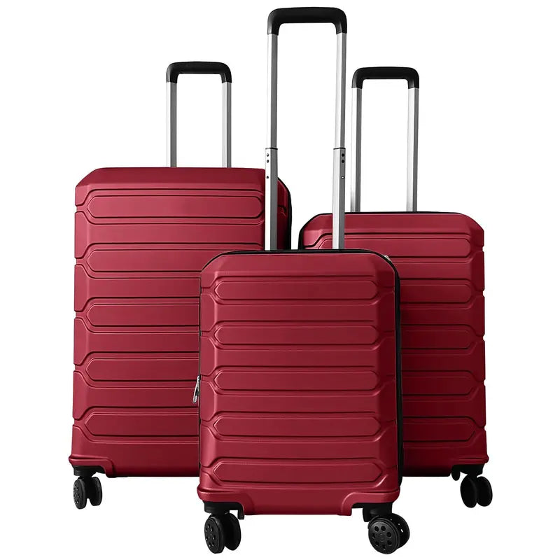 Lightweight 3-Piece Hardshell Spinner Luggage Set — 20/24/28 Inch (Classic Cross Stripe Design)