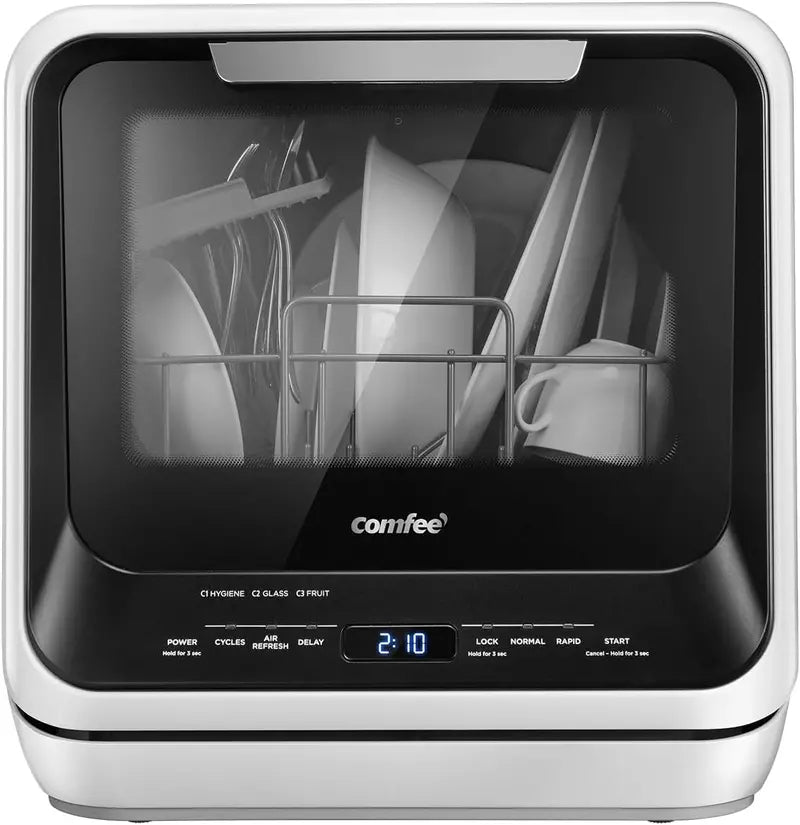 COMFEE’ Portable Mini Countertop Dishwasher with 5L Built-In Water Tank