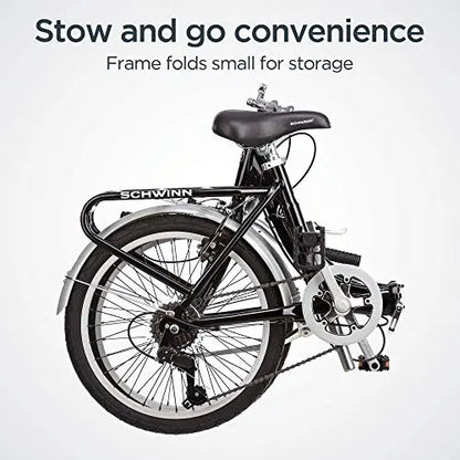Schwinn Loop Adult Folding Bike for Men and Women, 20-inch Wheels, 7-Speed Drivetrain