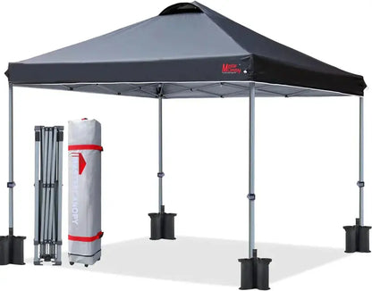 10×10 Black Pop-Up Canopy Tent  Durable Instant Shelter with Roller Bag for Transport