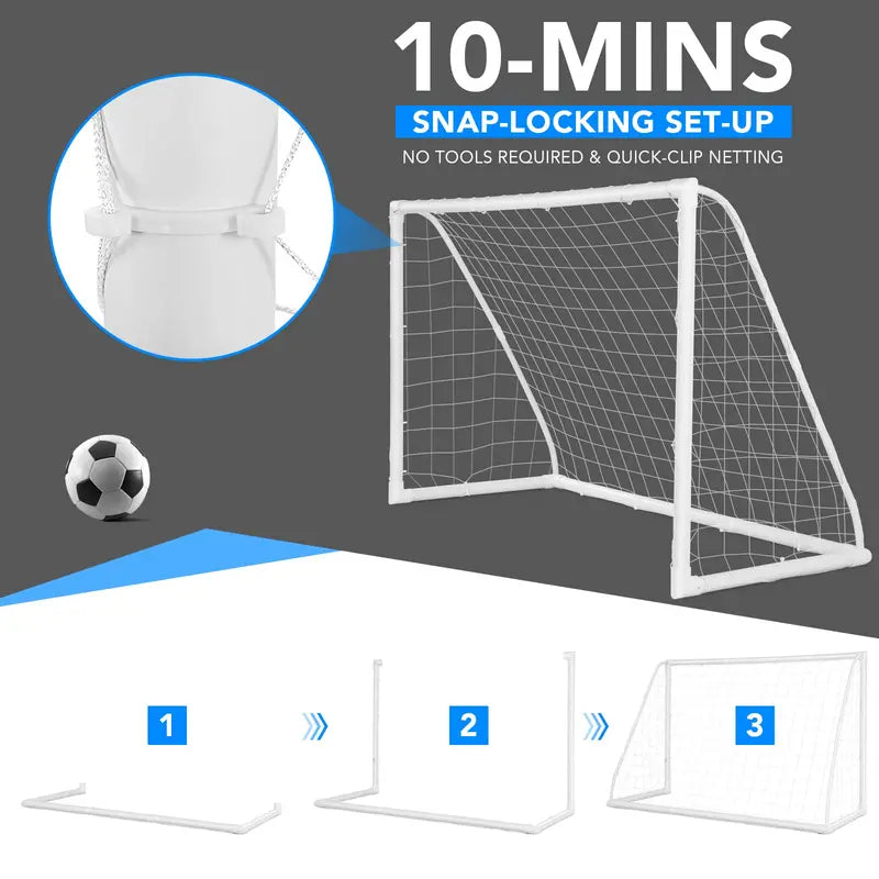 6′ x 4′ Portable Soccer Goal  Durable PVC-Framed Practice Net for Backyard or Field