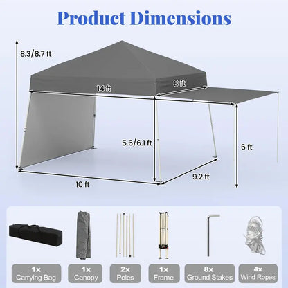 9.2′ x 14′ Pop-Up Canopy Tent  UPF50+ Outdoor Shelter with Two Sidewalls & Adjustable Slant Legs