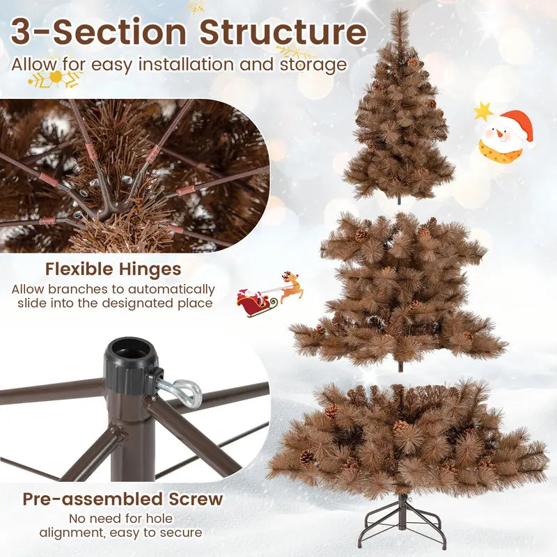 6-Foot Chocolate-Tone Christmas Tree  493 Realistic PVC Pine Needles with Lifelike Tips