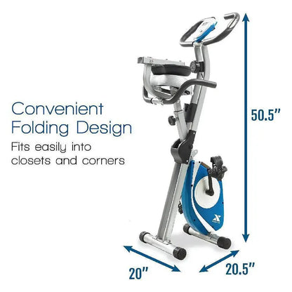 XTERRA Fitness FB350 Folding Exercise Bike, Silver  Compact Design, LCD Display, 8 Resistance Levels, Padded Seat & Back Support