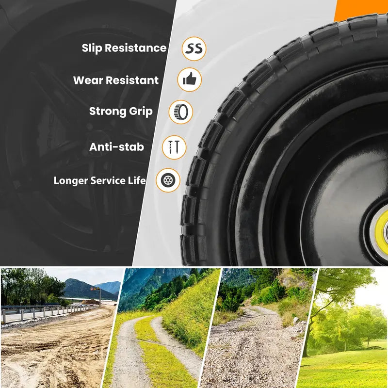 Pontuss 13-Inch Flat-Free Replacement Wheels  Heavy-Duty Tires for GOR Garden Carts