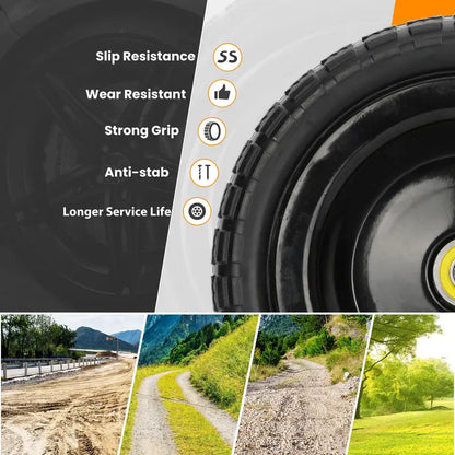 Pontuss 13-Inch Flat-Free Replacement Wheels  Heavy-Duty Tires for GOR Garden Carts