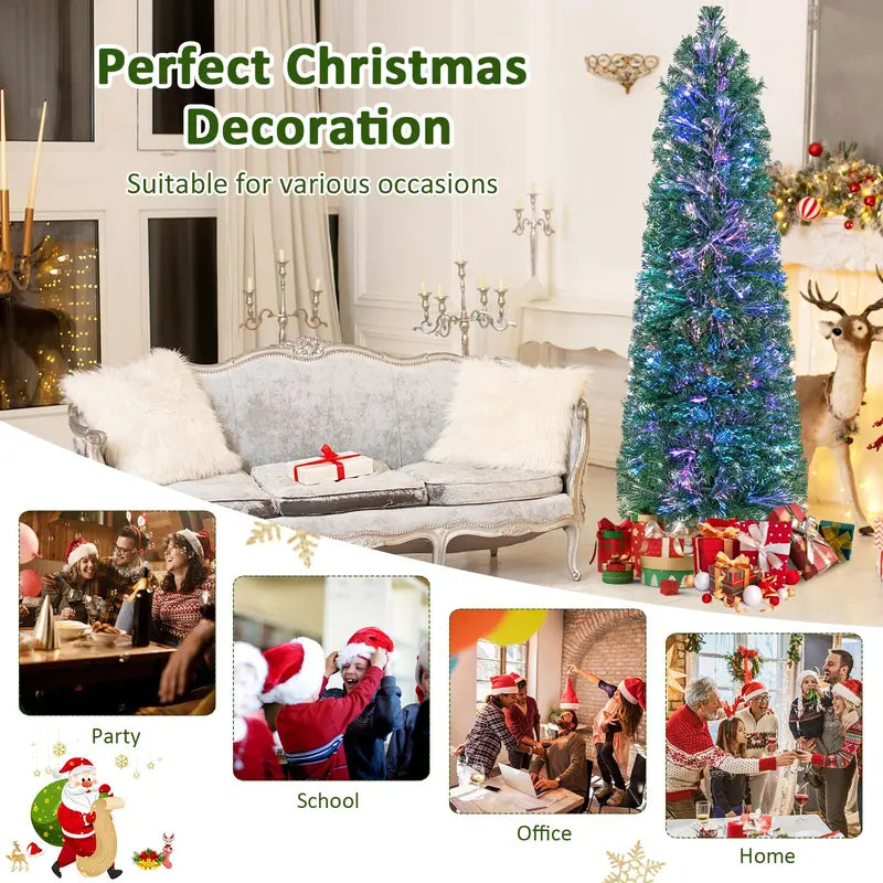 5-Foot Fiber-Optic Pencil-Style Christmas Tree for Compact Holiday Spaces