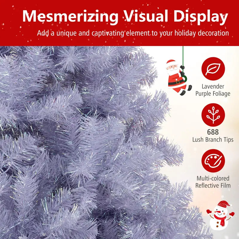6-Foot or 7.5-Foot Pre-Lit Tinsel Christmas Tree with Warm White LED Illumination